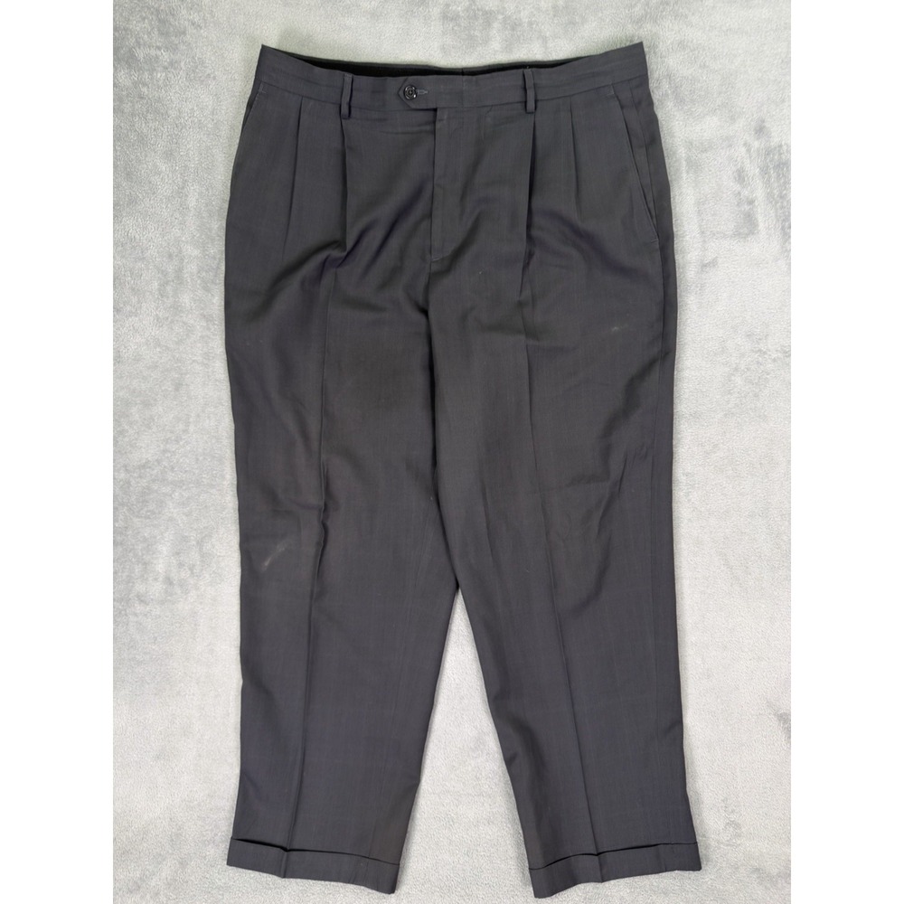 Claiborne Dress Pants‎ Mens 38x29 Gray Pleated Straight Cuffed Slash Pockets